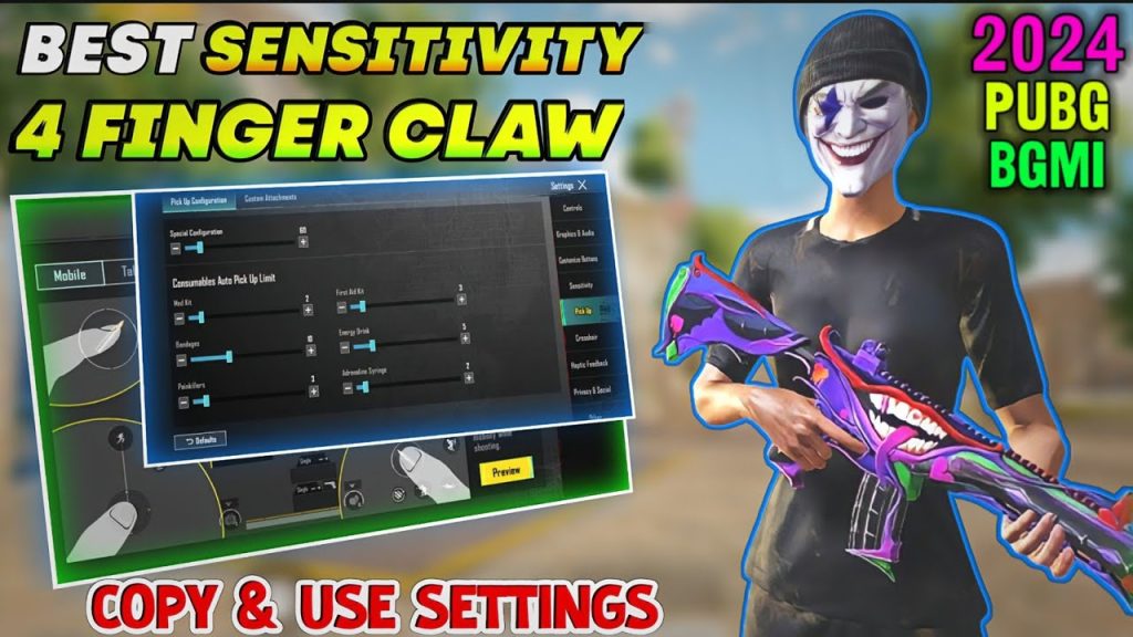 pubg control codes with gyro sensitivity PUBG Mobile 4 finger claw gyro layout code