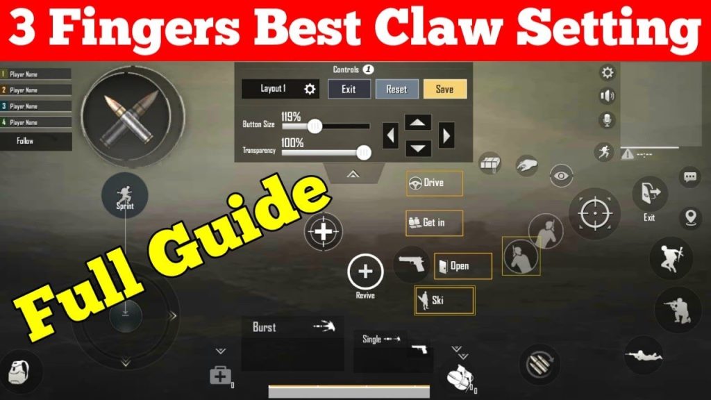 pubg control layout code PUBG Mobile 3 finger claw layout screenshot