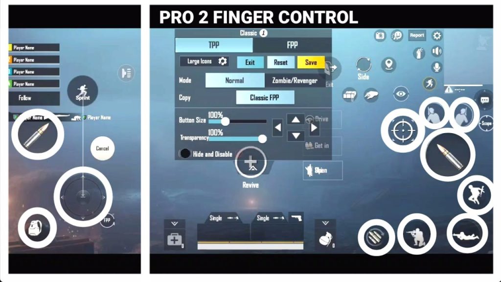 pubg mobile 2 finger control code PUBG Mobile 2 finger all-rounder control layout screenshot