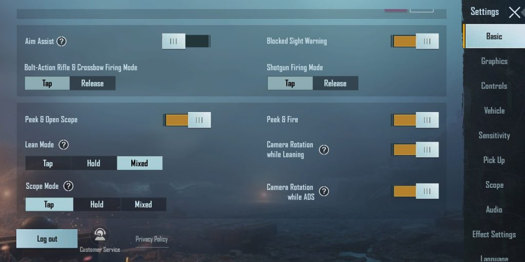 pubg mobile control codes for classic mode PUBG Mobile lean and fire control layout screenshot