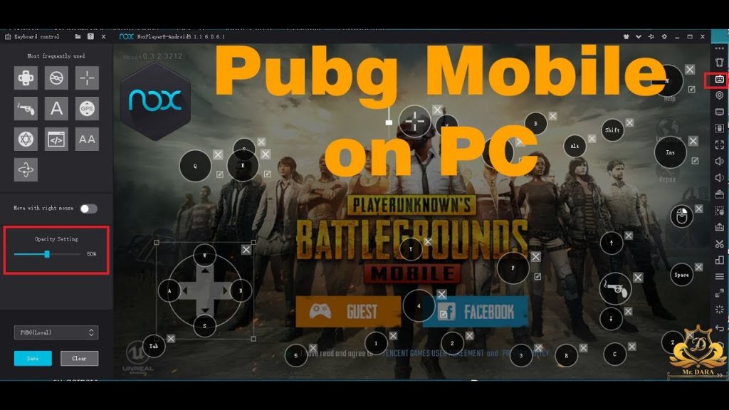pubg mobile control codes latest PUBG Mobile NoxPlayer emulator control layout on PC screen