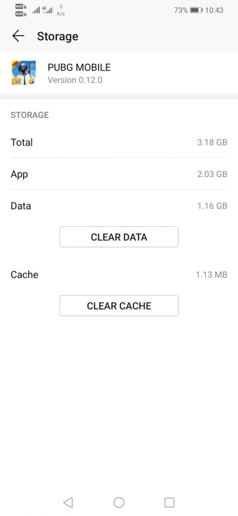 pubg mobile control codes layout missing Android app info PUBG Mobile clear cache