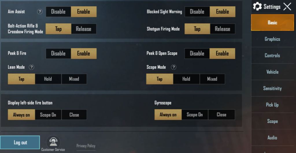 pubg mobile control codes settings not saving PUBG Mobile cloud save settings menu screenshot