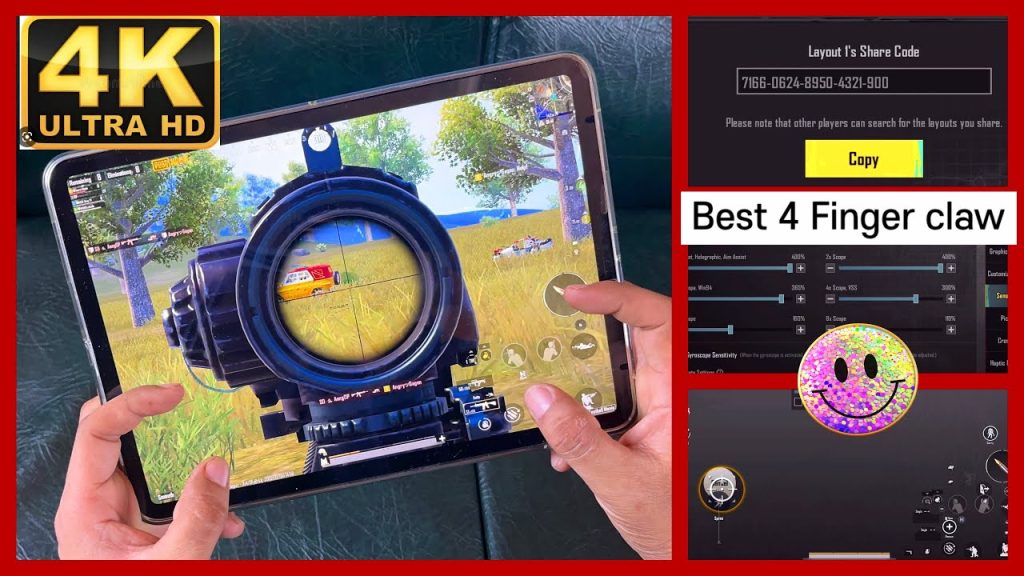 pubg tablet layout code PUBG Mobile tablet 4 finger claw layout close up